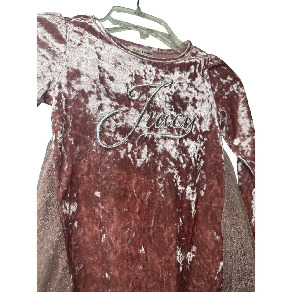 juicy couture girls‎ pink crushed velvet velour long sleeve shirt 5 spellout